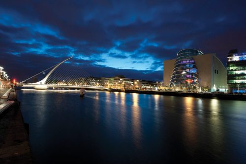 Dublin Convention Centre - view across the river at night